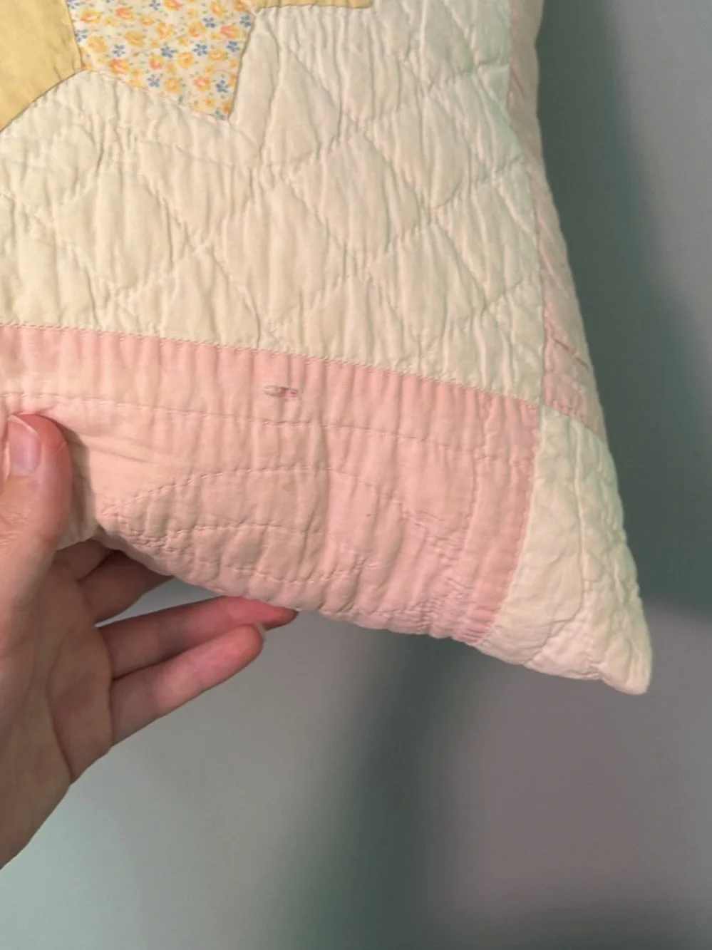 Handmade Pink Floral Patchwork Throw Pillow
